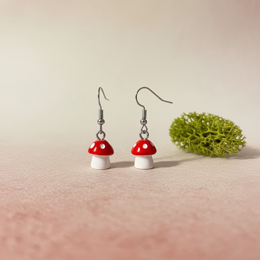 Toadstool dangle earrings by Symphony Belle